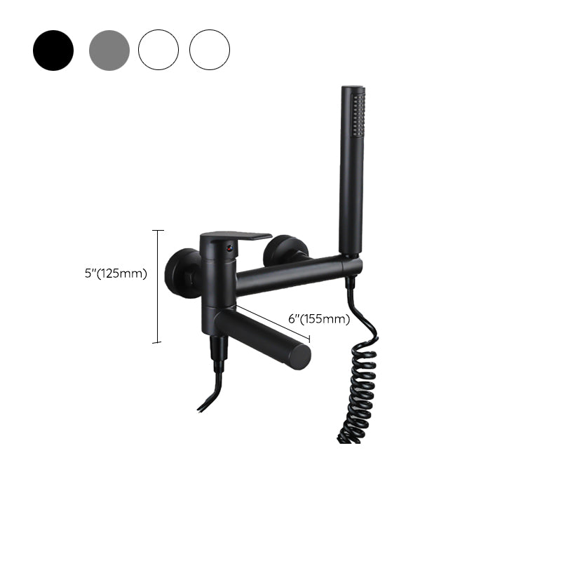 Lever Handle Tub Faucet Wall Mount Shower Hose Swivel Spout Bath Filler with Handshower