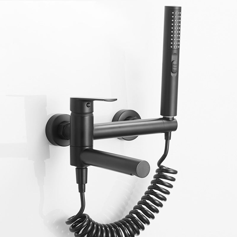 Swivel Spout Tub Faucet Trim Single Lever Handle Handshower Bath Filler with Shower Hose