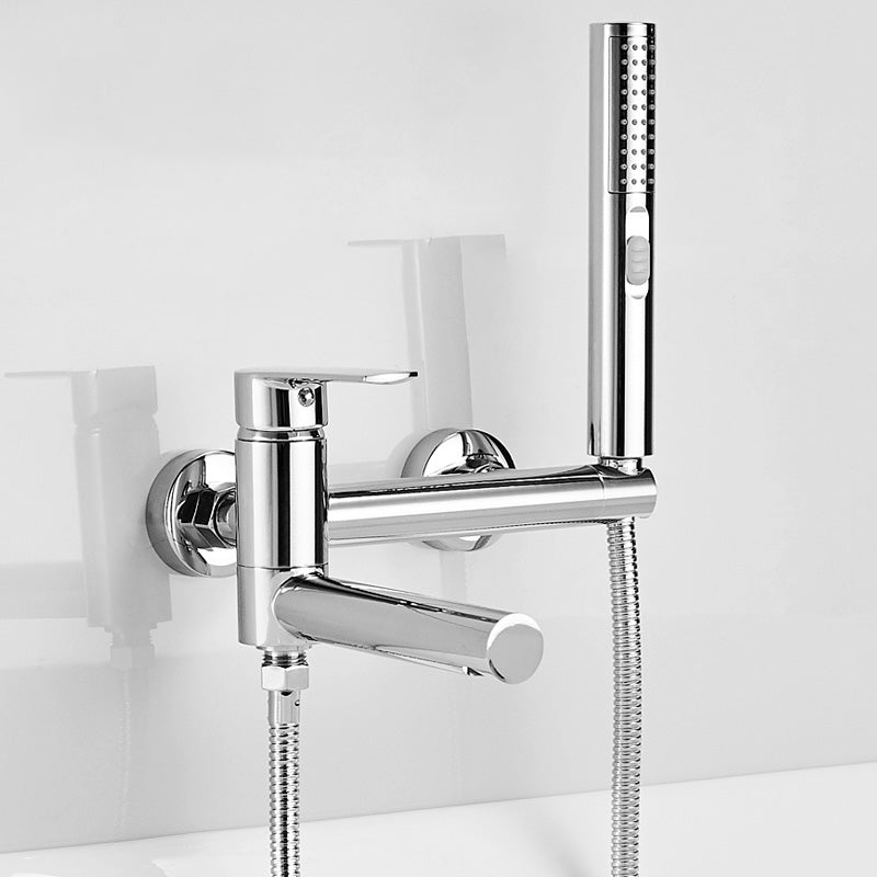 Swivel Spout Tub Faucet Trim Single Lever Handle Handshower Bath Filler with Shower Hose