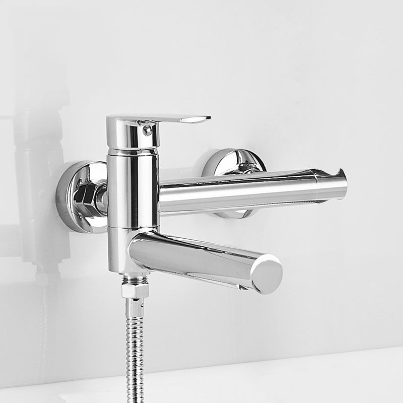 Swivel Spout Tub Faucet Trim Single Lever Handle Handshower Bath Filler with Shower Hose