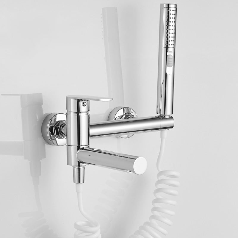 Swivel Spout Tub Faucet Trim Single Lever Handle Handshower Bath Filler with Shower Hose