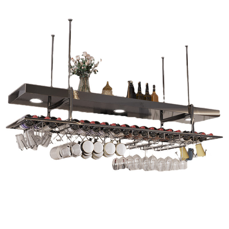Modern Hanging Wine Rack Metal Wine Bottle & Glass Rack for Dining Room