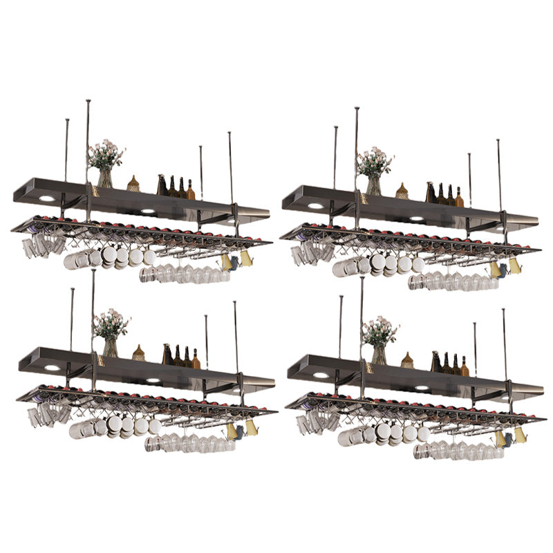 Modern Hanging Wine Rack Metal Wine Bottle & Glass Rack for Dining Room