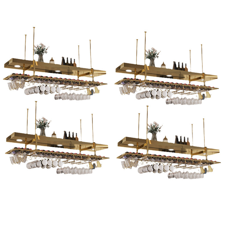 Modern Hanging Wine Rack Metal Wine Bottle & Glass Rack for Dining Room