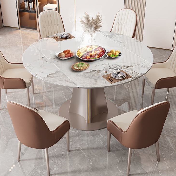 White Stone Dining Set for Home 1/5/7 Pieces Modern Foldable Dining Table Set