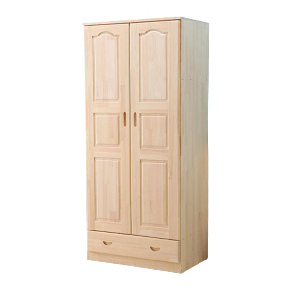 Modern Natural Coat Locker Wooden Glossy Closet with Garment Rod