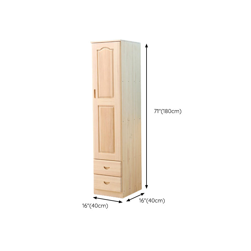 Modern Natural Coat Locker Wooden Glossy Closet with Garment Rod