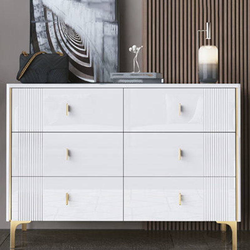 Glam Double Dresser Stone Horizontal Storage Chest Dresser for Bedroom