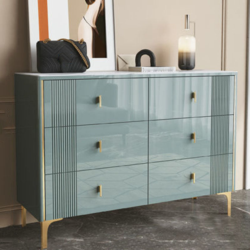 Glam Double Dresser Stone Horizontal Storage Chest Dresser for Bedroom