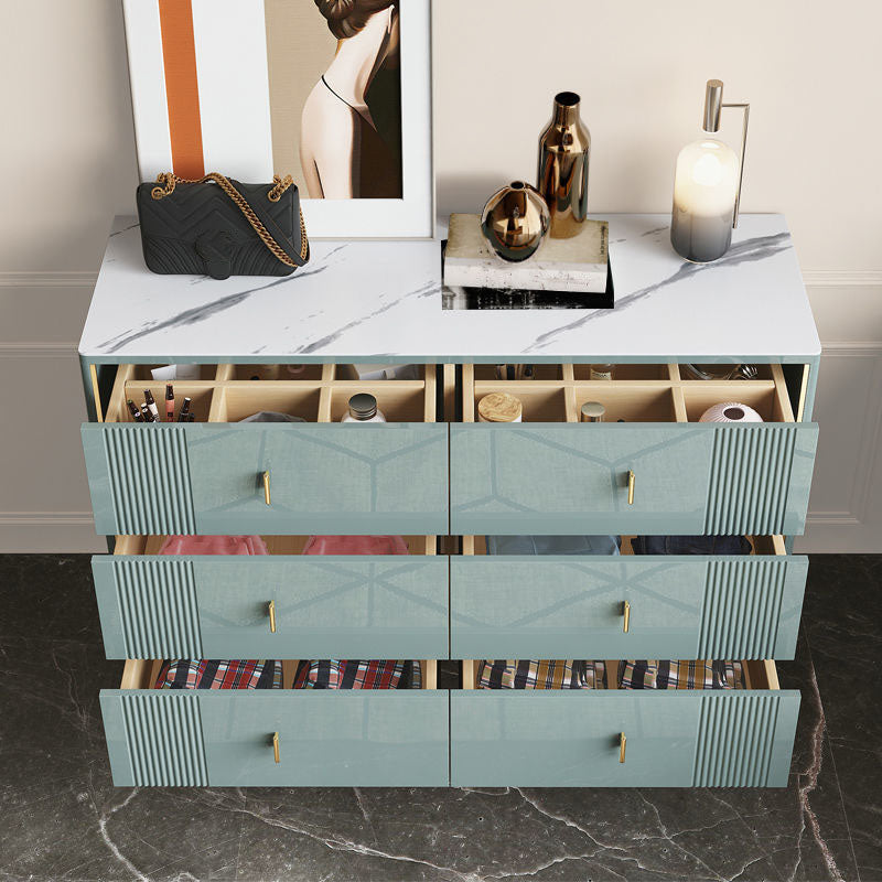 Glam Double Dresser Stone Horizontal Storage Chest Dresser for Bedroom