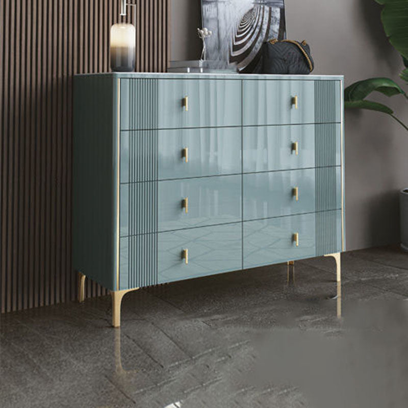 Glam Double Dresser Stone Horizontal Storage Chest Dresser for Bedroom