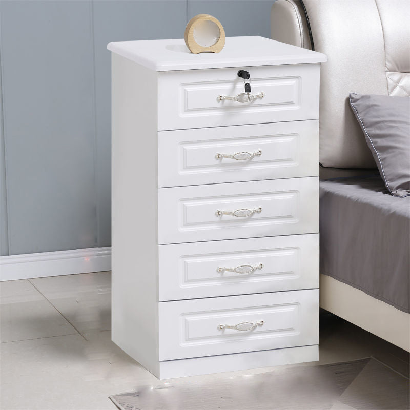 Traditional Wooden Storage Chest Home Vertical Chest in White with Drawers