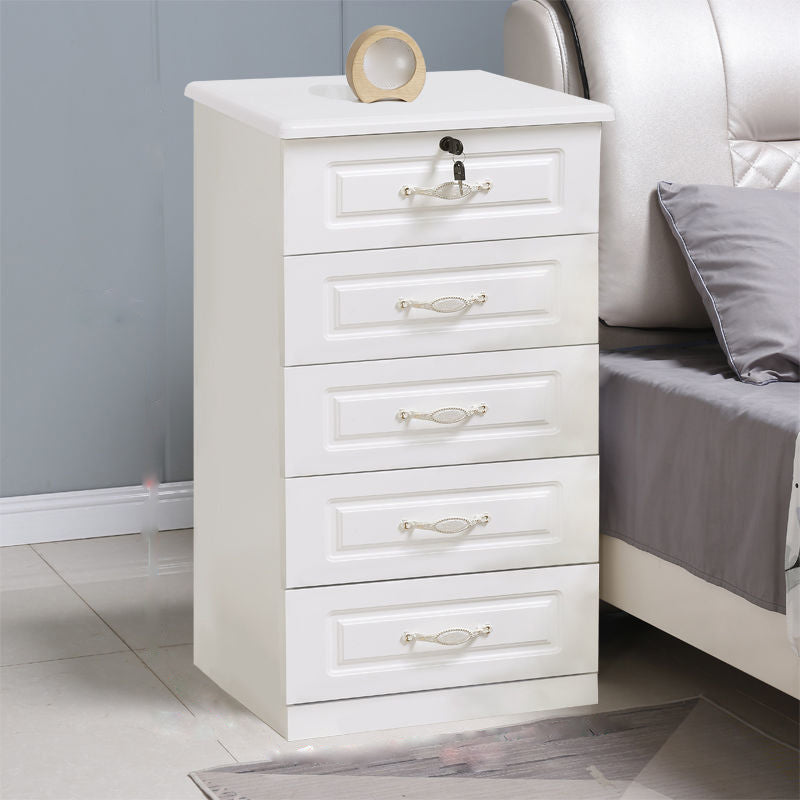 Traditional Wooden Storage Chest Home Vertical Chest in White with Drawers