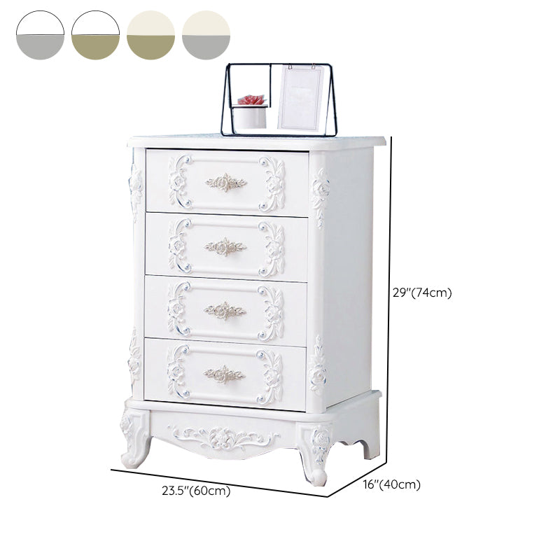 Traditional Wooden Storage Chest Home Vertical Chest in White with Drawers