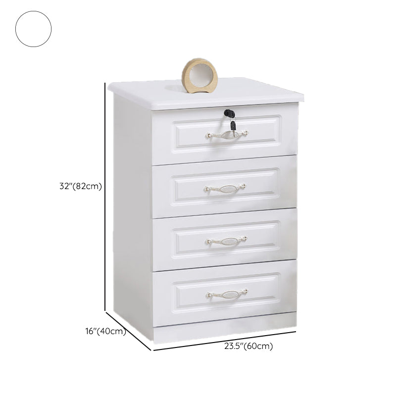Traditional Wooden Storage Chest Home Vertical Chest in White with Drawers