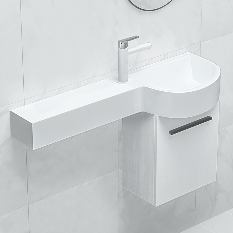 Contemporary Bathroom Sink with Pop-Up Drain Porcelain Wall Mount Bathroom Sink Only
