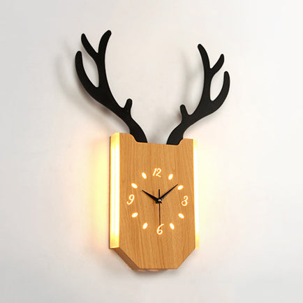 SCONCE LICHT LICHT VAN HOUTKLOCK SCORMER met verweerders HALLWAY FOYER Rustieke dieren LED Wandlamp