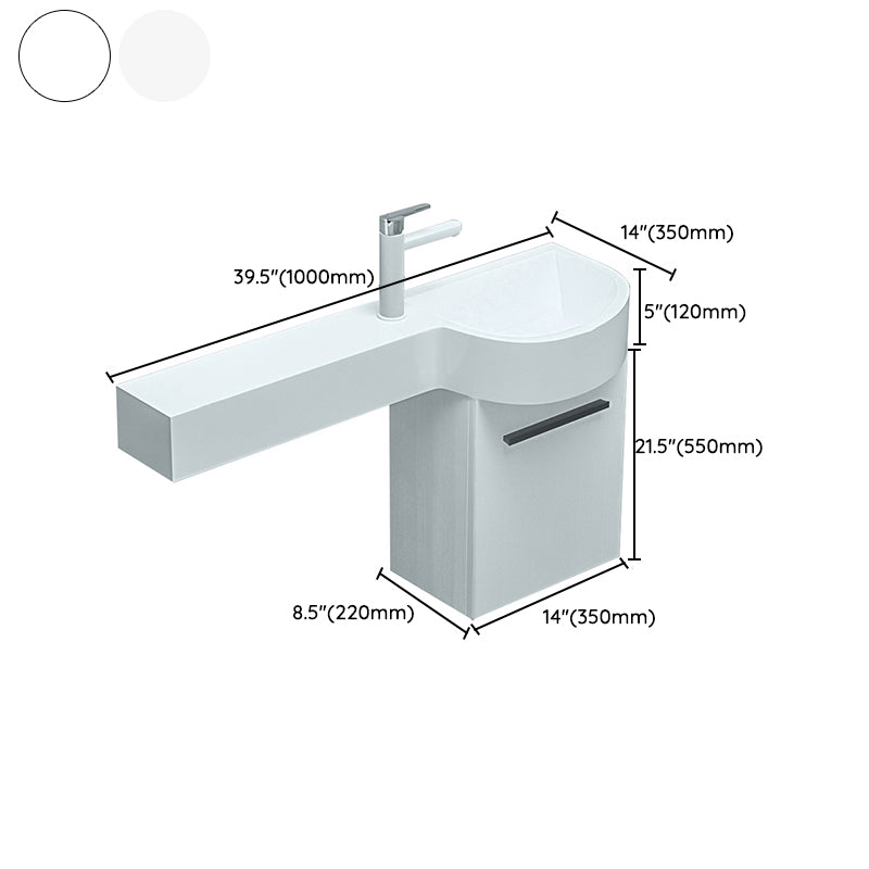 Contemporary Bathroom Sink with Pop-Up Drain Porcelain Wall Mount Bathroom Sink Only