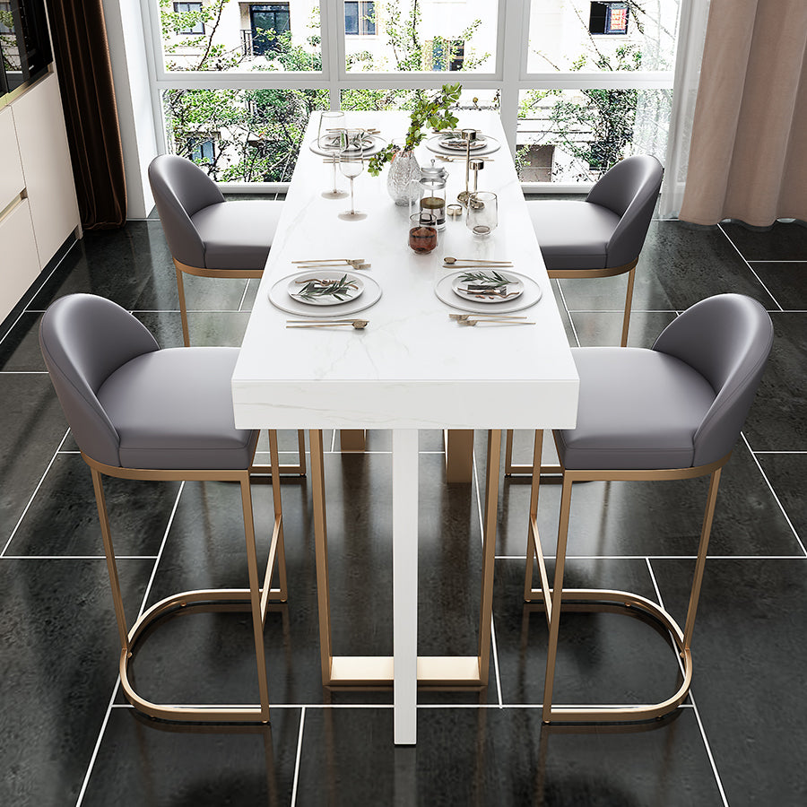 Glam Bar Stools Metal Armless Dining Stools with Gold Metal Base