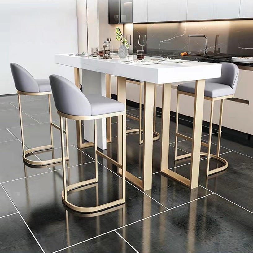 Glam Bar Stools Metal Armless Dining Stools with Gold Metal Base