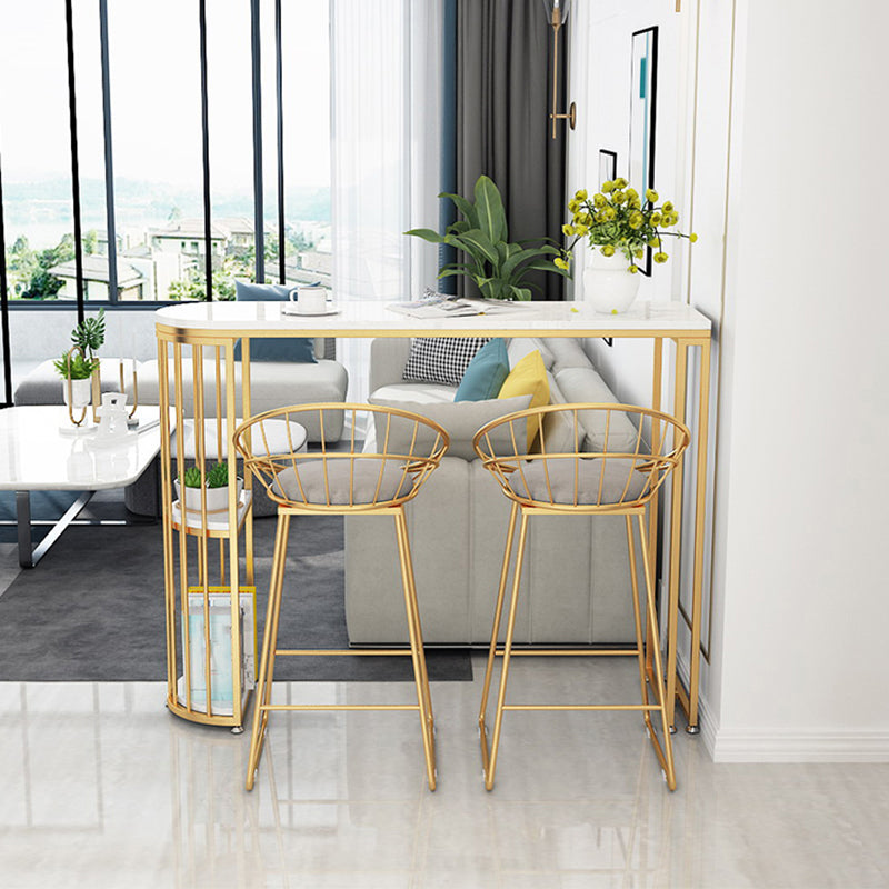 Round Bar Stools Metal Armless Dining Stools with Gold Metal Base