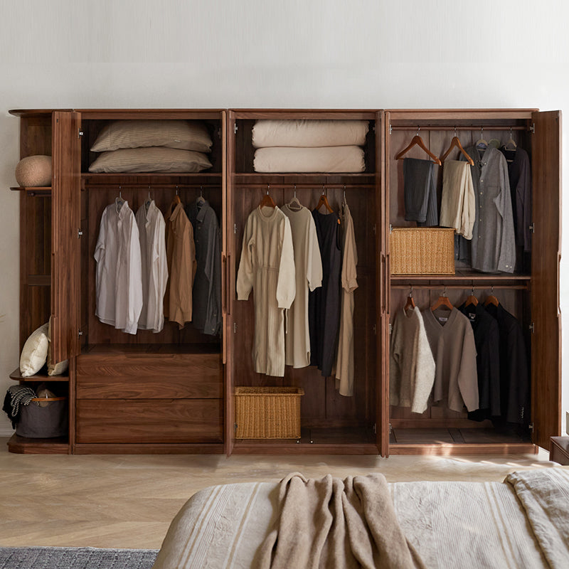 Contemporary Brown Storage Cabinet Solid Wood Wardrobe Cabinet