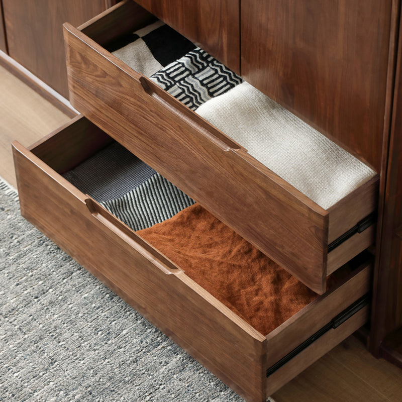 Contemporary Brown Storage Cabinet Solid Wood Wardrobe Cabinet