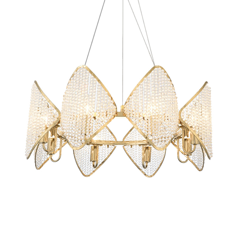 Rhombus Crystal suspendu Moderniste Moderniste 8 Têtes Gold Finish Loop Suspension Pendent