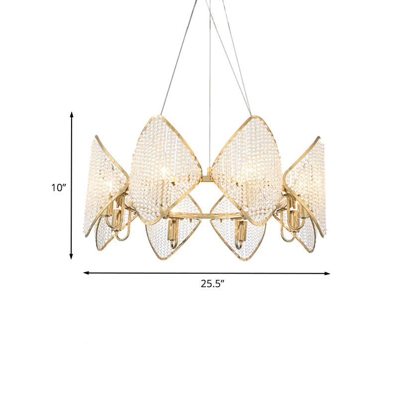 Rhombus Crystal suspendu Moderniste Moderniste 8 Têtes Gold Finish Loop Suspension Pendent