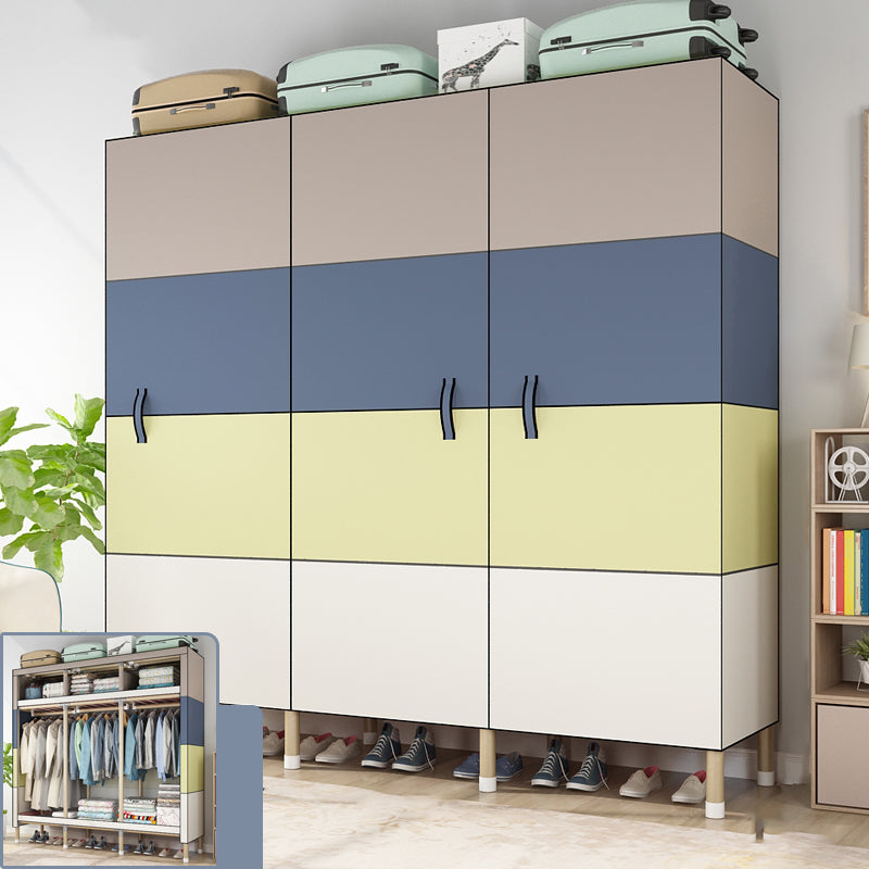 Modern Style Metal Frame Wardrobe Foldable Wardrobe with Garment Rod