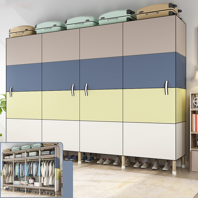 Modern Style Metal Frame Wardrobe Foldable Wardrobe with Garment Rod