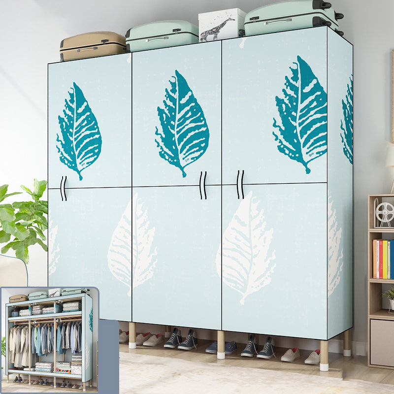 Modern Style Metal Frame Wardrobe Foldable Wardrobe with Garment Rod