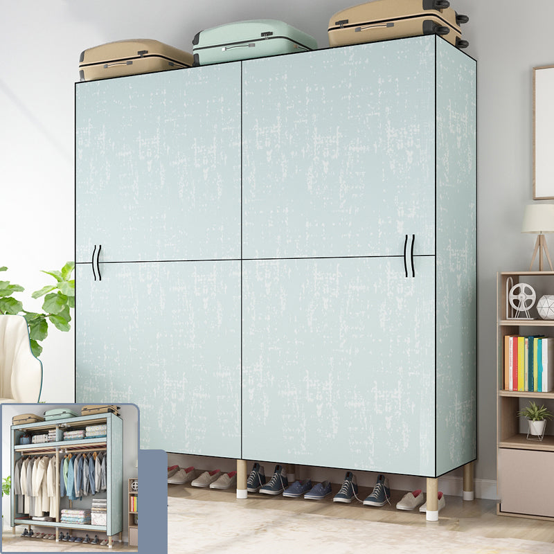 Modern Style Metal Frame Wardrobe Foldable Wardrobe with Garment Rod