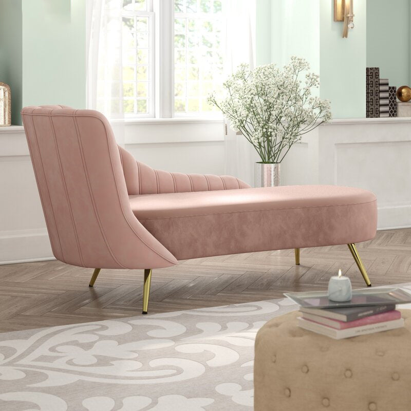 Contemporary Flannel Chaise One Armed Lounge Chair for Living Room