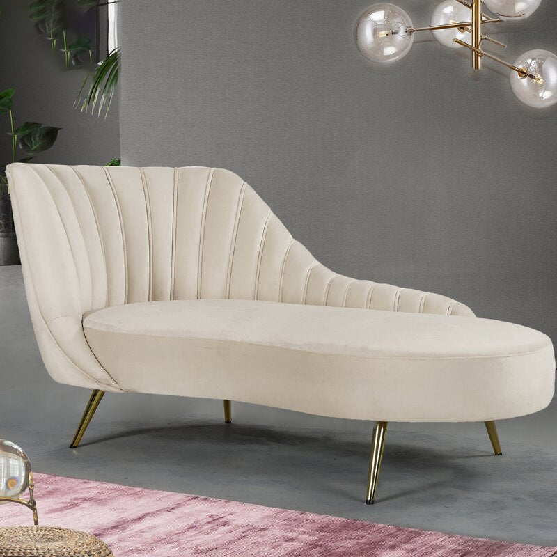 Contemporary Flannel Chaise One Armed Lounge Chair for Living Room