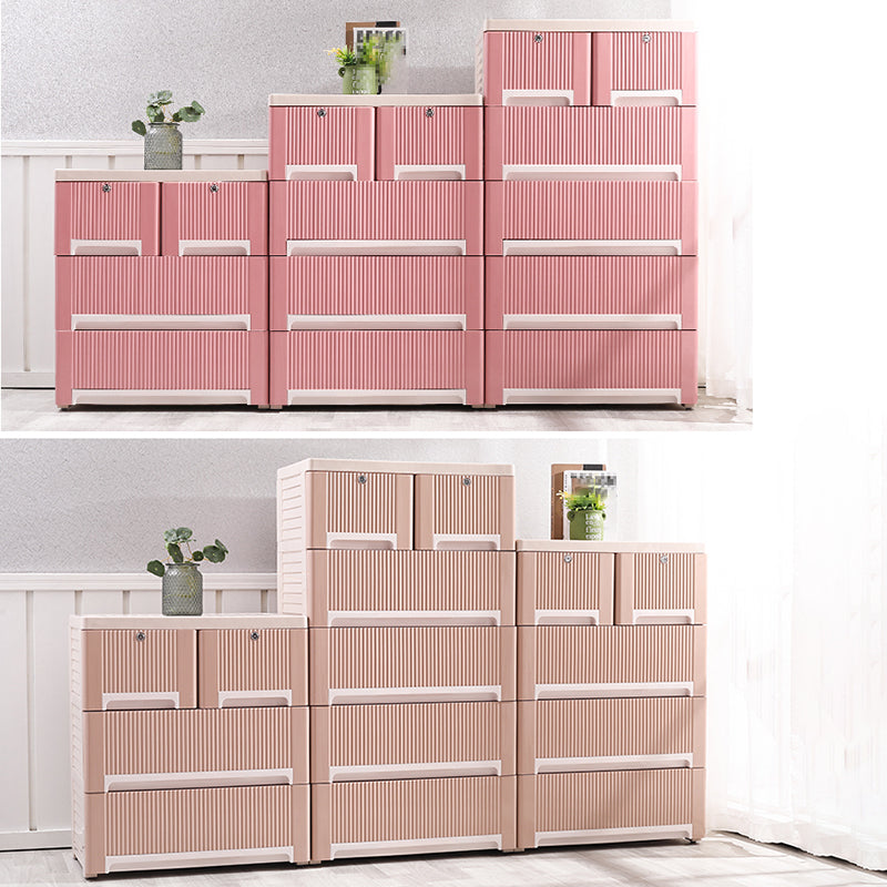 Scandinavian Vertical Kids Nightstand 6 Drawers Plastic Nursery Dresser for Home