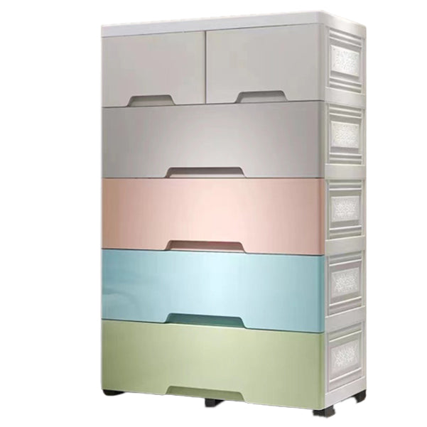 Contemporary Vertical Kids Dressers Plastic Nursery Dresser with Drawers for Home