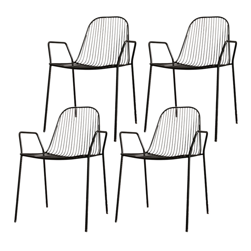 Metal Outdoors Dining Chairs Modern Stacking Indoor-Outdoor Chair