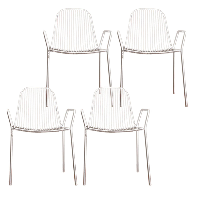 Metal Outdoors Dining Chairs Modern Stacking Indoor-Outdoor Chair