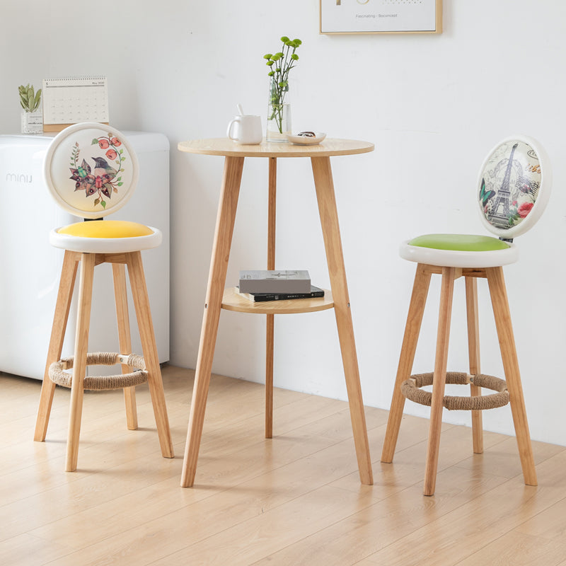 Modern Round Wood Counter Table 1/3 Pieces Bar Table Set for Cafe