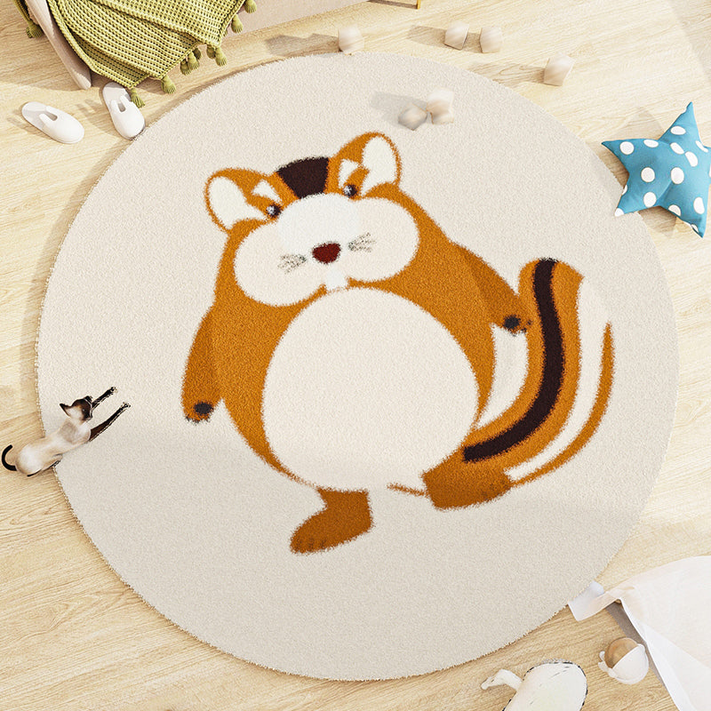 Lambswool Kids Area Carpet Stain Resistant Round Carpet Animal Print Modern Rug