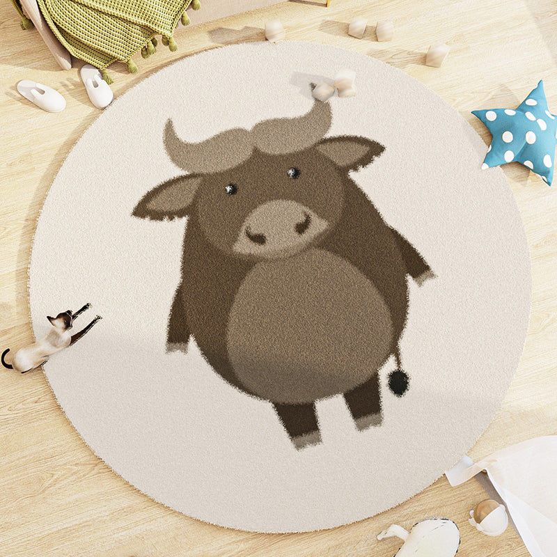 Lambswool Kids Area Carpet Stain Resistant Round Carpet Animal Print Modern Rug