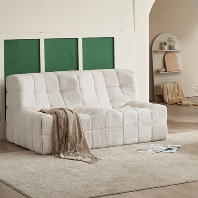 Scandinavian Corduroy Armless Sofa Minimalist 59" Wide Loveseat