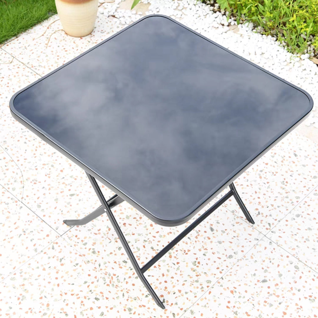 Modern Geometric Foldable Courtyard Table Metal Frame Outdoor Table