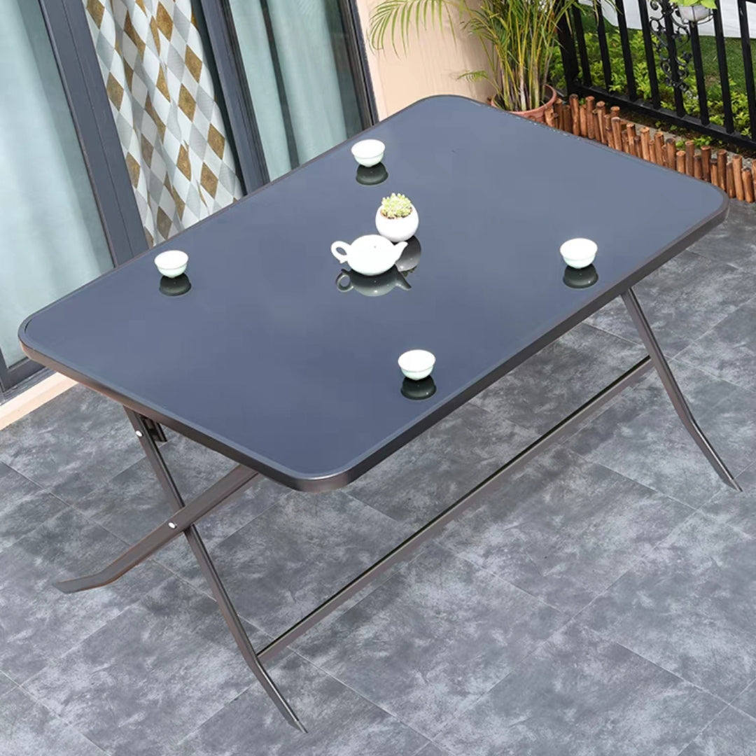 Modern Geometric Foldable Courtyard Table Metal Frame Outdoor Table