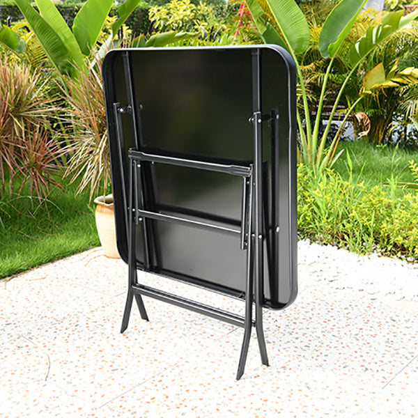 Modern Geometric Foldable Courtyard Table Metal Frame Outdoor Table