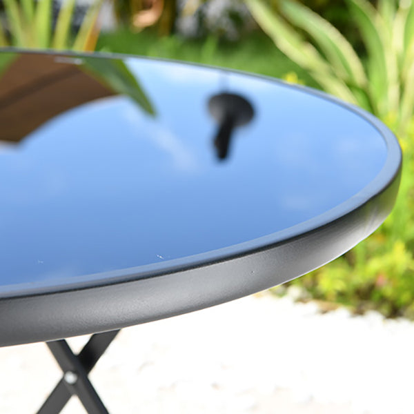 Modern Geometric Foldable Courtyard Table Metal Frame Outdoor Table