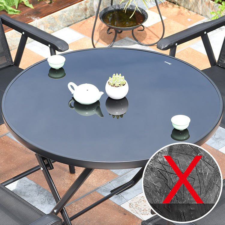 Modern Geometric Foldable Courtyard Table Metal Frame Outdoor Table