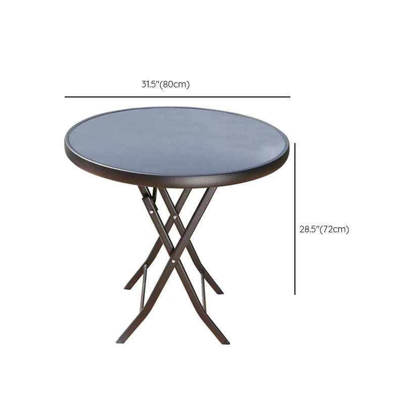 Modern Geometric Foldable Courtyard Table Metal Frame Outdoor Table