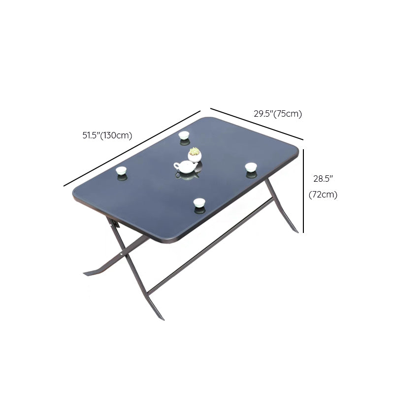 Modern Geometric Foldable Courtyard Table Metal Frame Outdoor Table
